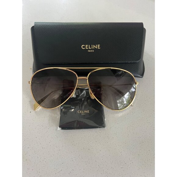 CELINE Brown Gradient Pilot aviator Ladies gold Sunglasses - Picture 2 of 10